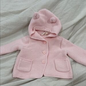 GAP Pink Knit Baby Jacket with Bear Ears